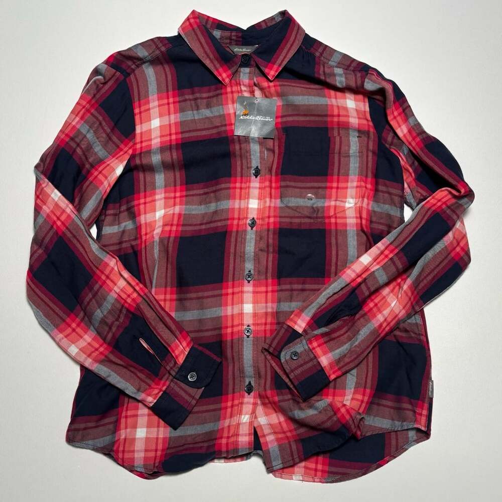 Womenās Size XS Shirt Eddie Bauer Plaid Flannel New